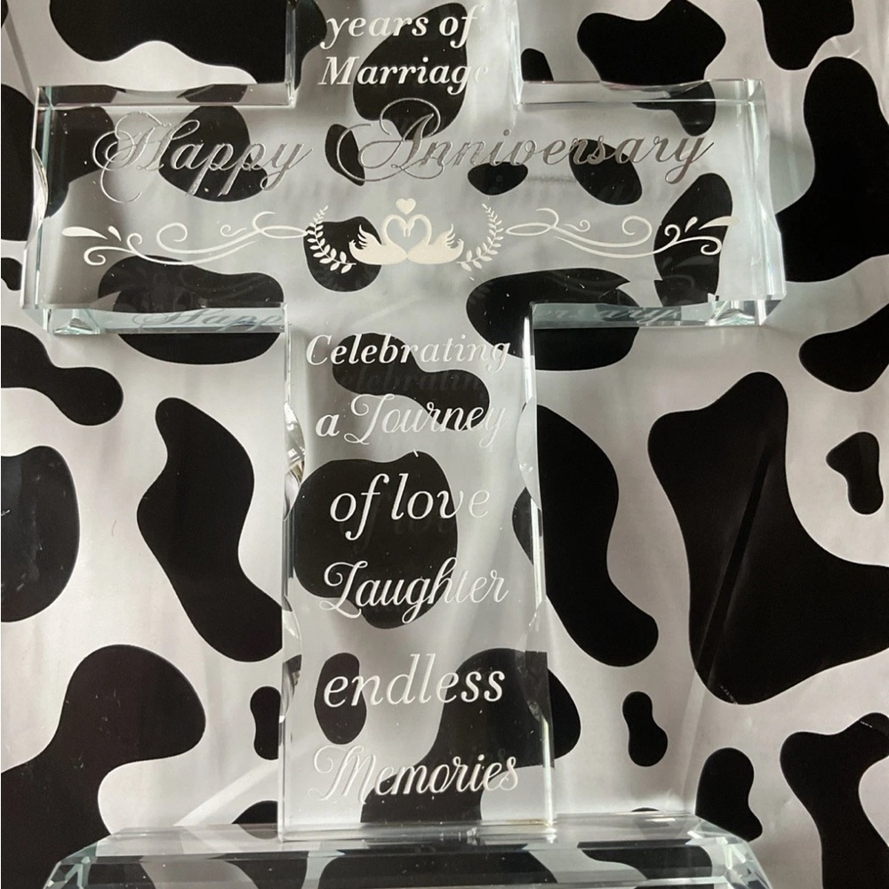 Glass Anniversary Cross Decor